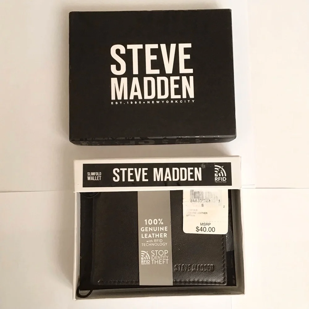 NWT Steve Madden 100% Leather Wallet Anti-Theft Technology